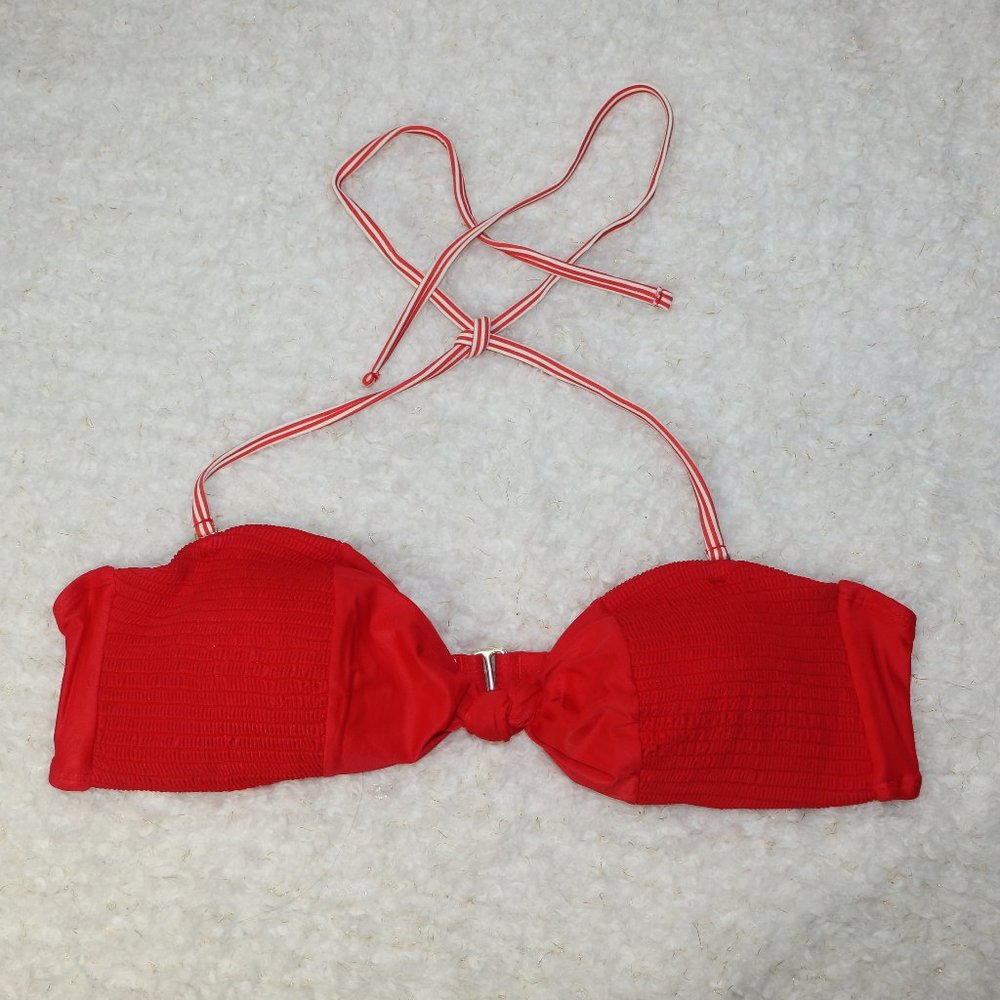 Mae Knot Center Smocked Bandeau Bikini Top